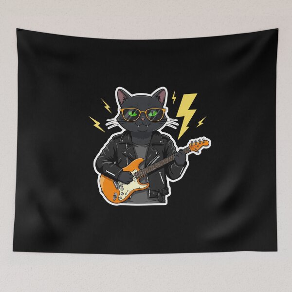 Item preview, Badass Cat Metalhead – Hardcore Feline Rocker designed and sold by Meow Cat.
