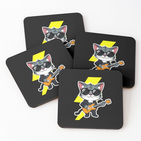 Item preview, Badass Cat with Electric Guitar – Shredding Like a Legend designed and sold by Meow Cat.