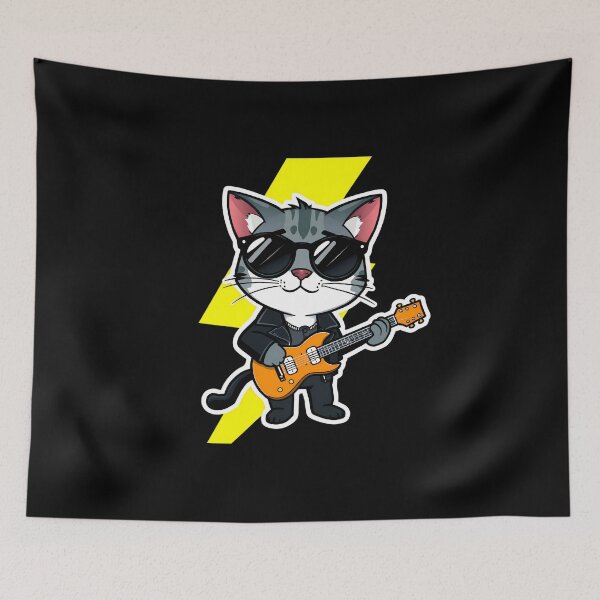 Item preview, Badass Cat with Electric Guitar – Shredding Like a Legend designed and sold by Meow Cat.