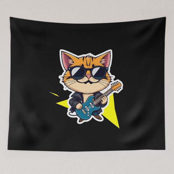 Item preview, Badass Cat Rockstar King – The Purrfect Stage Ruler designed and sold by Meow Cat.