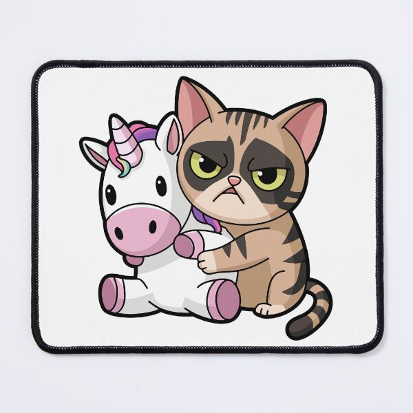 Item preview, Grumpy Exotic Shorthair Cat Hugging Unicorn Plush designed and sold by WildlifeInc.
