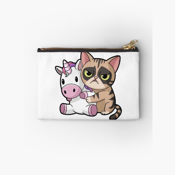 Item preview, Grumpy Exotic Shorthair Cat Hugging Unicorn Plush designed and sold by WildlifeInc.