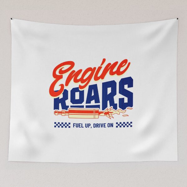 Item preview, "Dad’s Garage – Engine Roars" T-Shirt – Vintage Mechanic & Car Enthusiast Design designed and sold by Colorful-Garden.