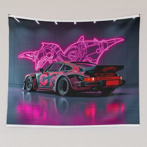 Item preview, Classic tuned Porsche in the showroom in front of neon art designed and sold by Salimgor Hangaround Music.