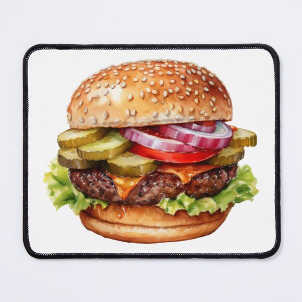 Item preview, Juicy Cheeseburger Watercolor Art  designed and sold by Olive and Lily Delights.