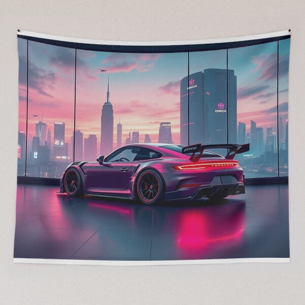 Item preview, Modern tuned Porsche from behind in front of a city designed and sold by Salimgor Hangaround Music.