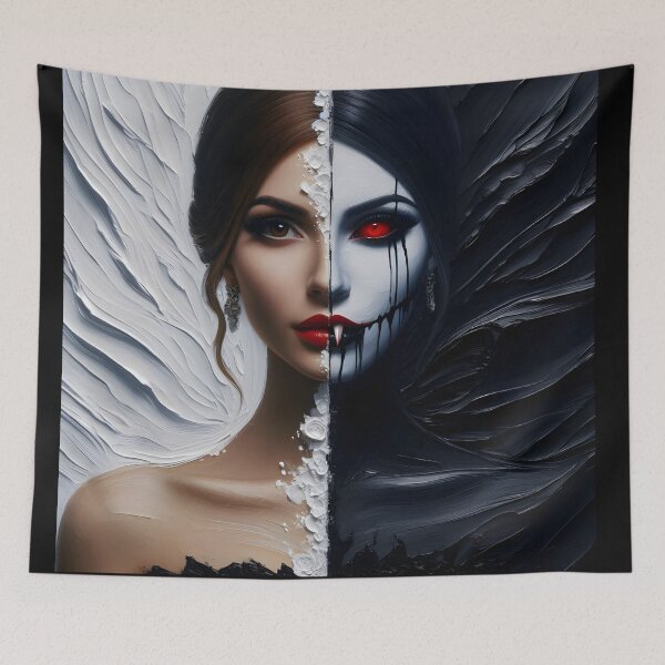 Item preview,  Duality-the innocent and the vampire-black and white designed and sold by GothicRubette.