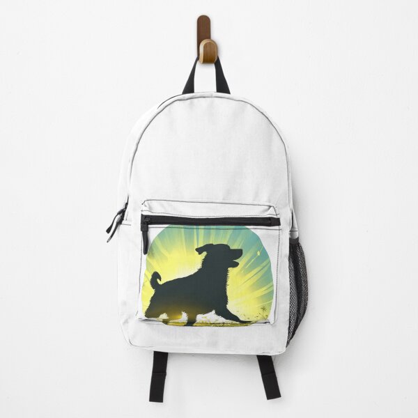 Item preview, Playful Dog Silhouette Chasing Butterfly in Meadow designed and sold by Prithbyshop.