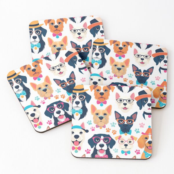 Item preview, Whimsical Cartoon Dogs in Colorful Accessories designed and sold by Prithbyshop.