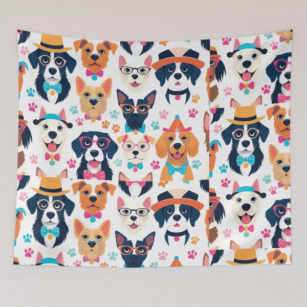 Item preview, Whimsical Cartoon Dogs in Colorful Accessories designed and sold by Prithbyshop.