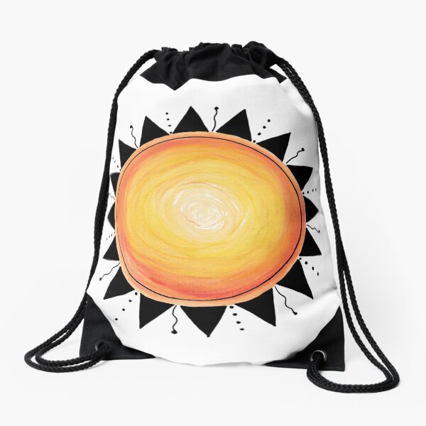 Sun Watercolor Ink Drawstring Bag