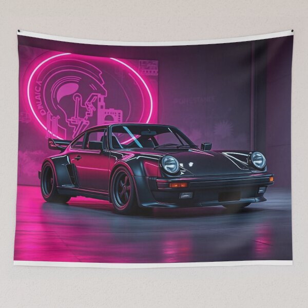 Item preview, Classic tuned Porsche in front of neon art designed and sold by Salimgor Hangaround Music.