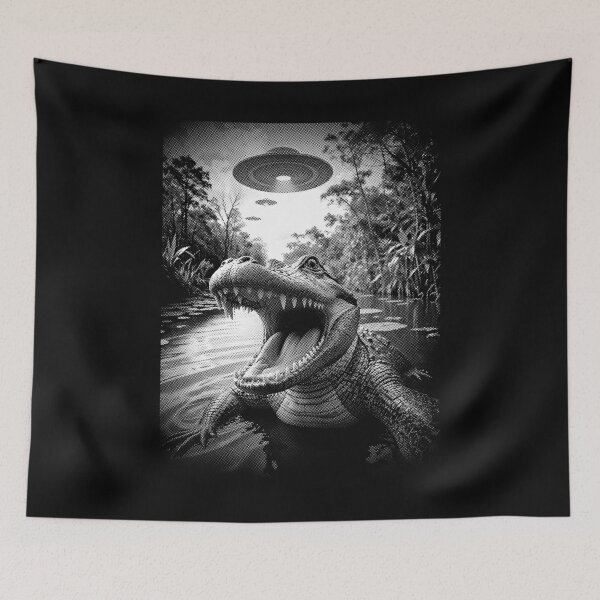 Item preview, UFO Selfie Photo Funny Alligator Flying Saucer Alien Reptile designed and sold by GrandeDuc.