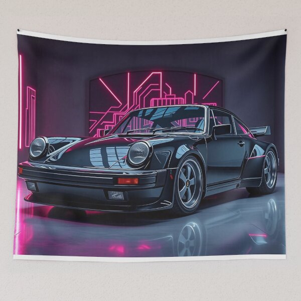 Item preview, Porsche in black with neon art designed and sold by Salimgor Hangaround Music.