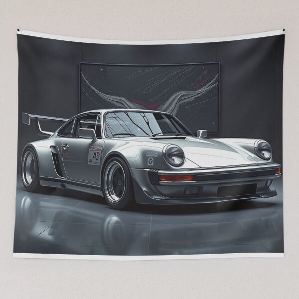 Item preview, Porsche in silver with body kit and artwork designed and sold by Salimgor Hangaround Music.