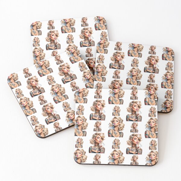 Item preview, Tattooed Smoking Hot Blonde Pattern  designed and sold by PatternTitan.