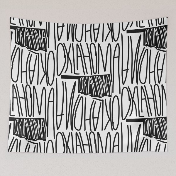 Item preview, Oklahoma State - OK Map and Flag - Black and White - Typography USA Sooner State designed and sold by Ranggasme.