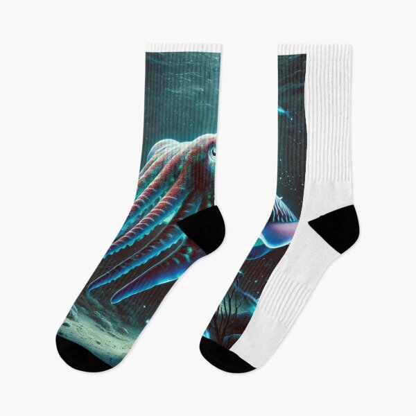 Item preview, Bioluminescent Cuttlefish at Night – Stunning Ocean Life designed and sold by NocturnalNook.