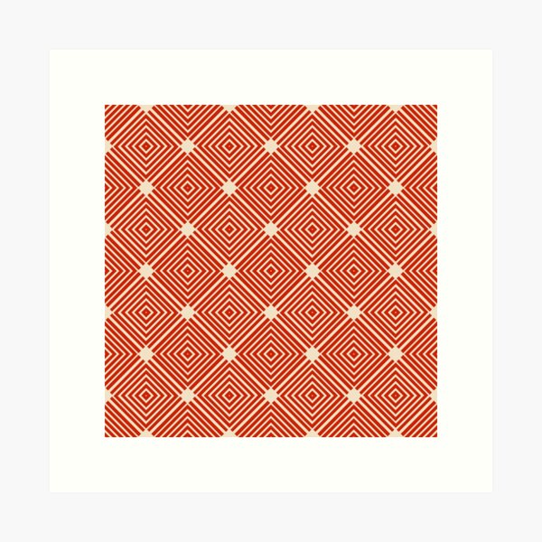 Aperçu de l'œuvre Motif géométrique rouge sans couture avec illusion d'optique créée et vendue par Patternfluent.