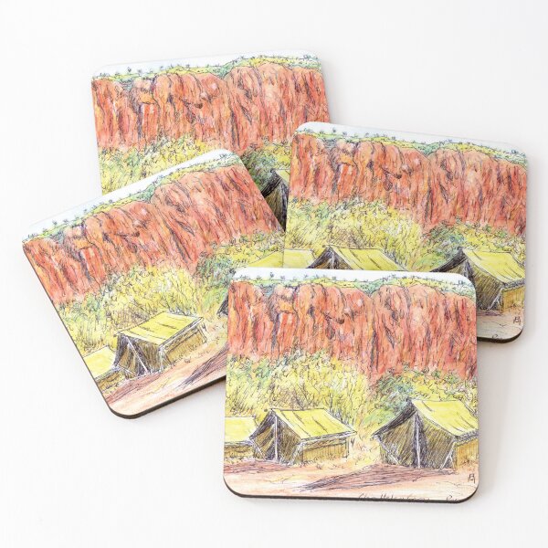 Item preview, Australian Scene - Campsite - Glen Helen Gorge, West MacDonnell Ranges, NT, Aus. designed and sold by Anne Huth.