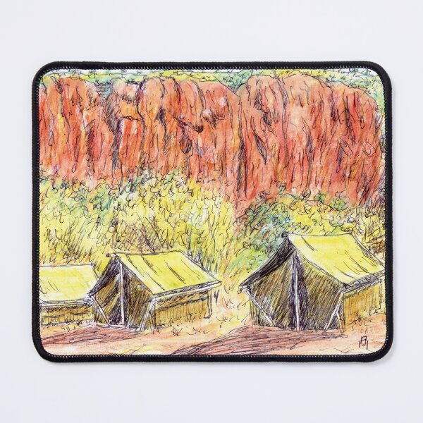 Item preview, Australian Scene - Campsite - Glen Helen Gorge, West MacDonnell Ranges, NT, Aus. designed and sold by Anne Huth.