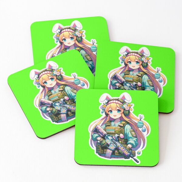 Item preview, Easter Tactical Anime Girl Sticker - Bunny Ears & Rifle designed and sold by airsoft-red.