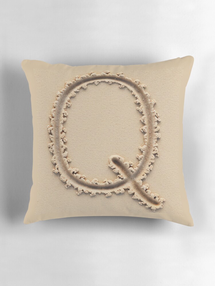 Thumbnail 3 of 4, Pillow, SAND LETTER Q designed and sold by Art-type.