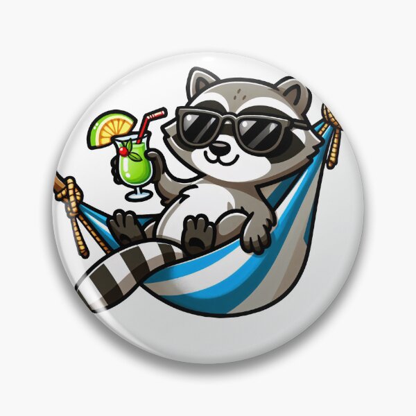 Item preview, "Sippin’ & Vibin’"  Relax like this raccoon: sunglasses on, cocktail in hand, and all the worries of the world left far behind designed and sold by All-Of-Art.