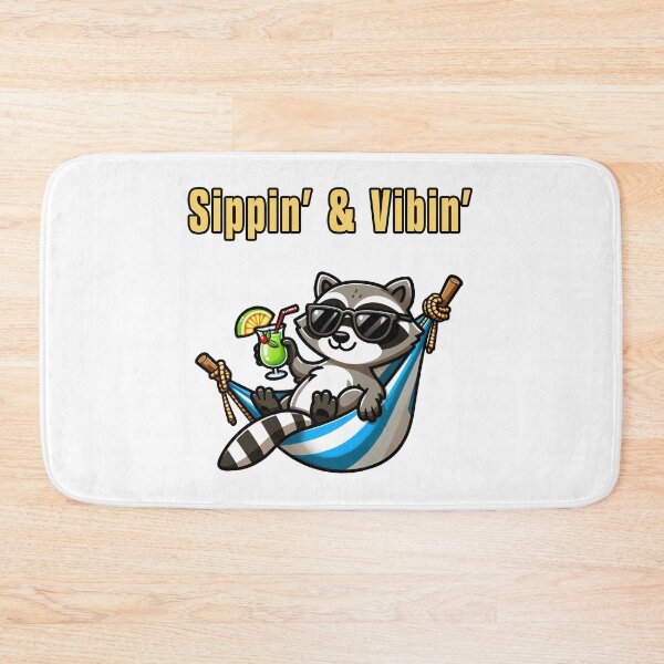 Item preview, "Sippin’ & Vibin’"  Relax like this raccoon: sunglasses on, cocktail in hand, and all the worries of the world left far behind designed and sold by All-Of-Art.