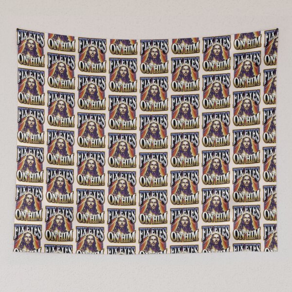 Item preview, Fix Eyes on Him – Heb. 12:2 Bootleg Jesus Quotes designed and sold by  KnitLuv.