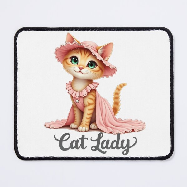 Item preview, Lady Cat, cute kitty wearing pink dress and hat designed and sold by nicnacc.