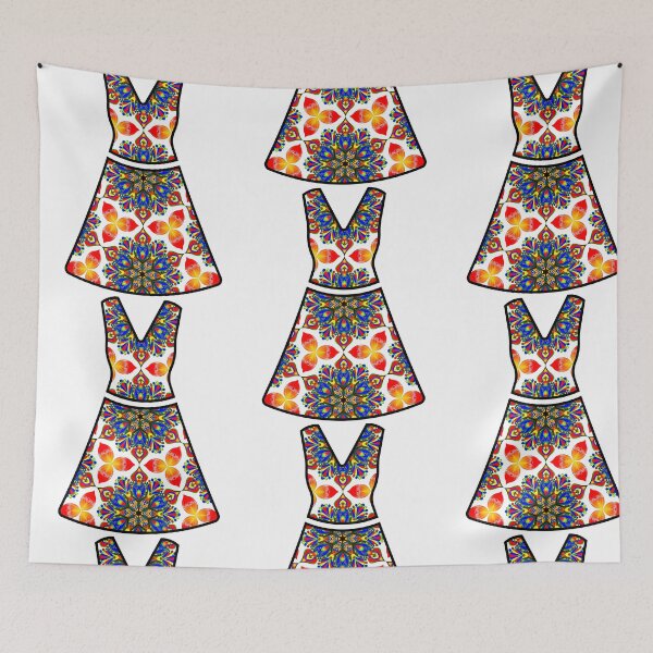 Item preview, Dress sleeves less arabesque peacock feathers pattern designed and sold by Bulantanyong.