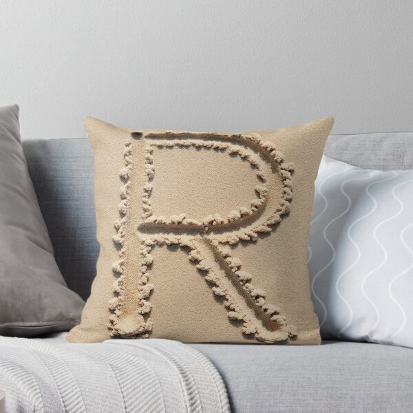 SAND LETTER R Throw Pillow