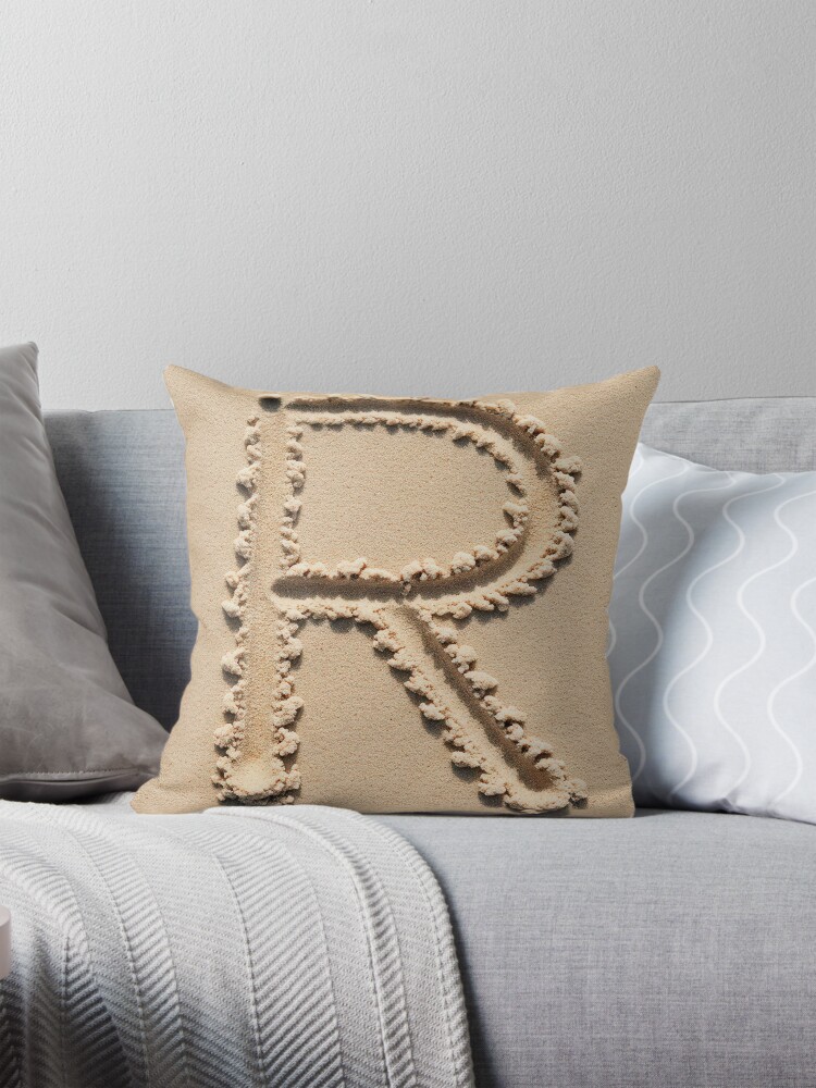 Thumbnail 1 of 4, Pillow, SAND LETTER R designed and sold by Art-type.
