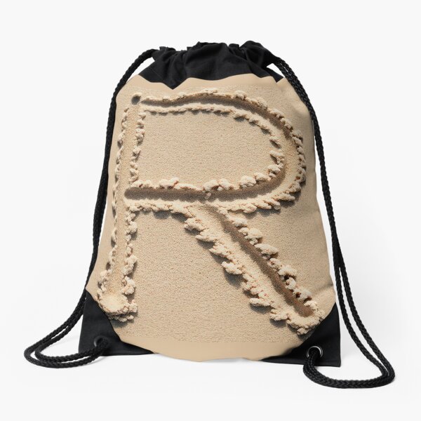 SAND LETTER R Drawstring Bag