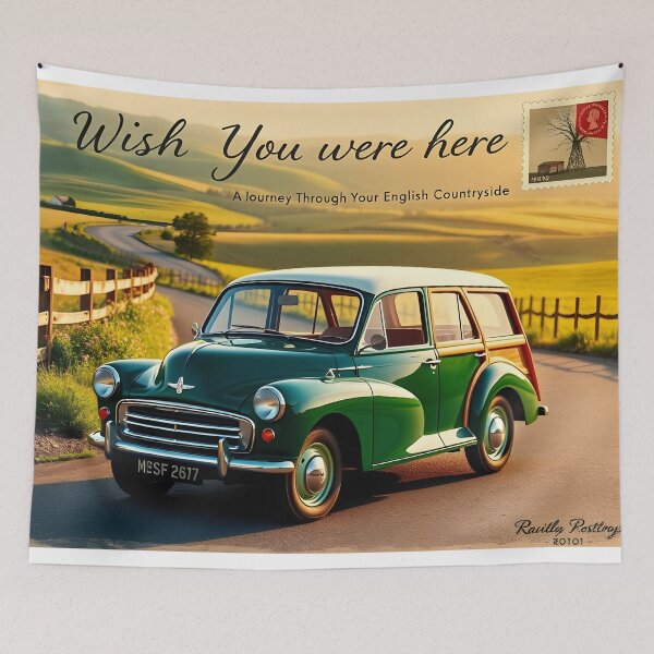 Item preview, A classic 1961 Morris Minor Traveller, gleaming in deep British Racing Green designed and sold by Random Designs.