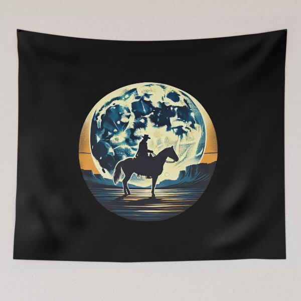 Item preview, Lone Rider Under the Moon – Western Cowboy Night Art designed and sold by ZingZone.