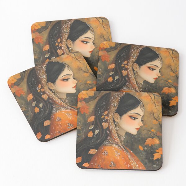 Item preview, Elegant woman adorned in autumnal-themed attire. designed and sold by Artessie.