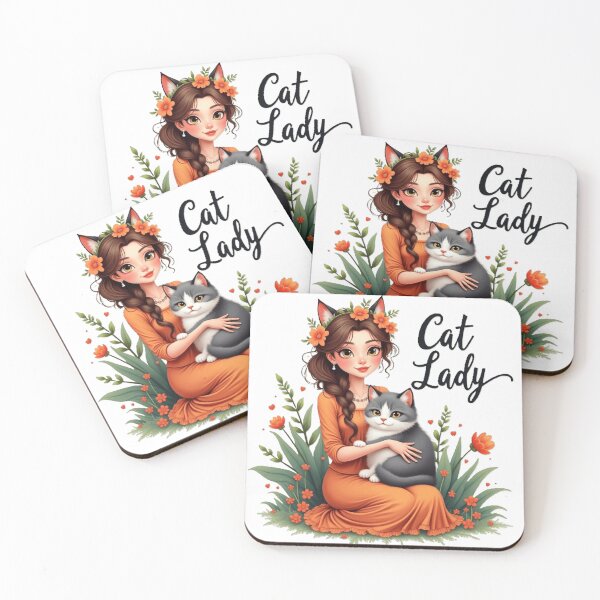Item preview, Cat lady, lovely cat girl with flowers designed and sold by nicnacc.