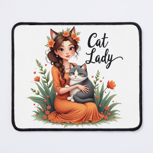 Item preview, Cat lady, lovely cat girl with flowers designed and sold by nicnacc.