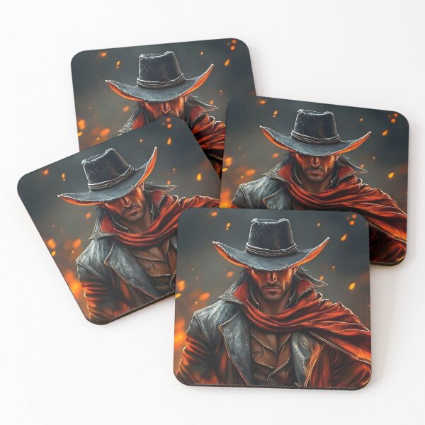 Item preview, Fiery cowboy in a dramatic and intense setting designed and sold by Artessie.