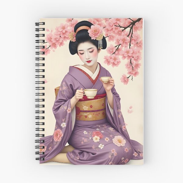 Item preview, Geisha, Japanese Geisha, purple kimono, sakura, peaceful tea ceremony, Japanese hairstyle,  designed and sold by Coolparrotgirl.