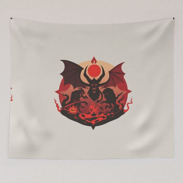 Item preview, Satan with his minions in Hell a Hellscape cool design designed and sold by Vintage Designs +.