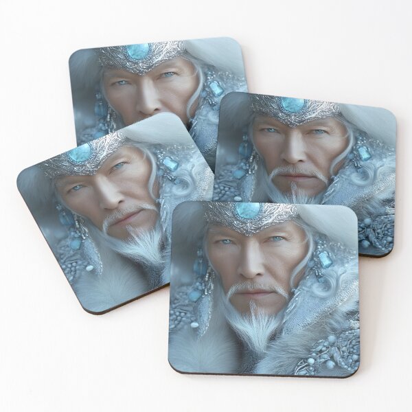 Item preview, Majestic ice king in ornate attire with piercing gaze designed and sold by Artessie.