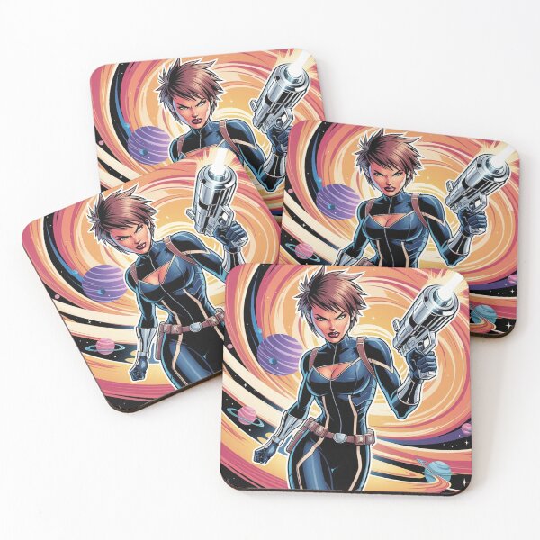 Item preview, Cool Space Heroine scifi art painting cool 50s style science fiction art poster designed and sold by Vintage Designs +.