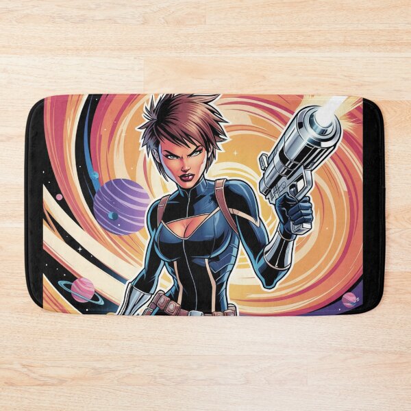 Item preview, Cool Space Heroine scifi art painting cool 50s style science fiction art poster designed and sold by Vintage Designs +.