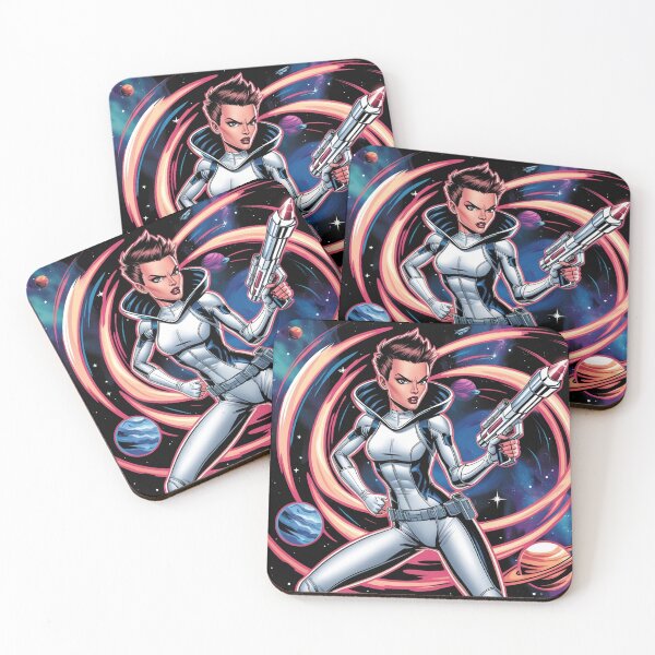 Item preview, Cool Space Heroine scifi art painting cool 50s style science fiction art poster designed and sold by Vintage Designs +.