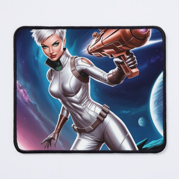 Item preview, Cool Space Heroine scifi art painting cool 50s style science fiction art poster designed and sold by Vintage Designs +.