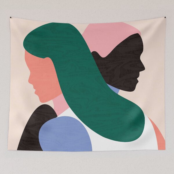 Item preview, Intertwined Identities, Overlapping Figures, Abstract Minimalist Modern Art, Duality Connection Aesthetic designed and sold by Kintsugi99.