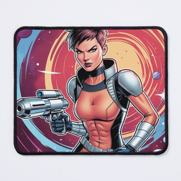 Item preview, Cool Space Heroine scifi art painting cool 50s style science fiction art poster designed and sold by Vintage Designs +.